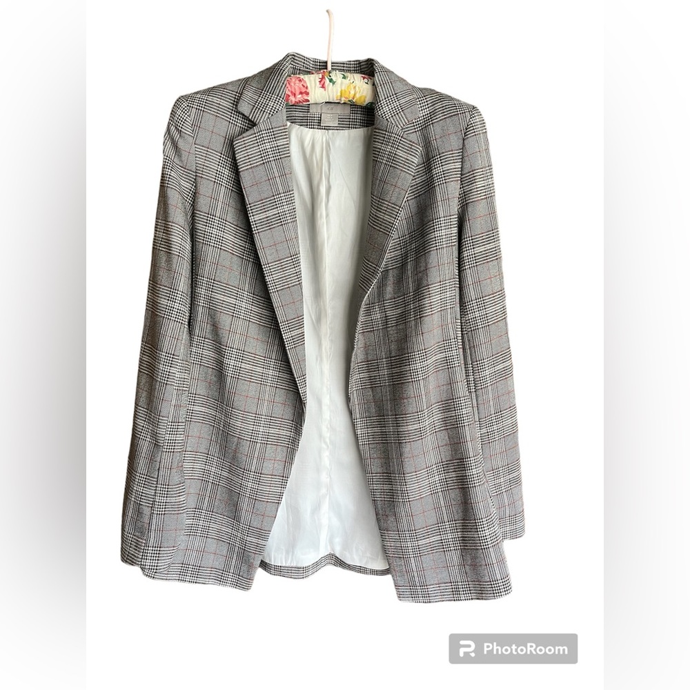 H & M plaid blazer with belt size 0